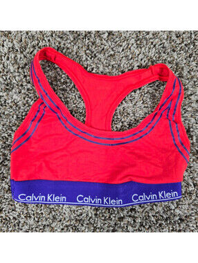 Calvin Klein Girls Sz L Racer Back Sports Bra Red Purple